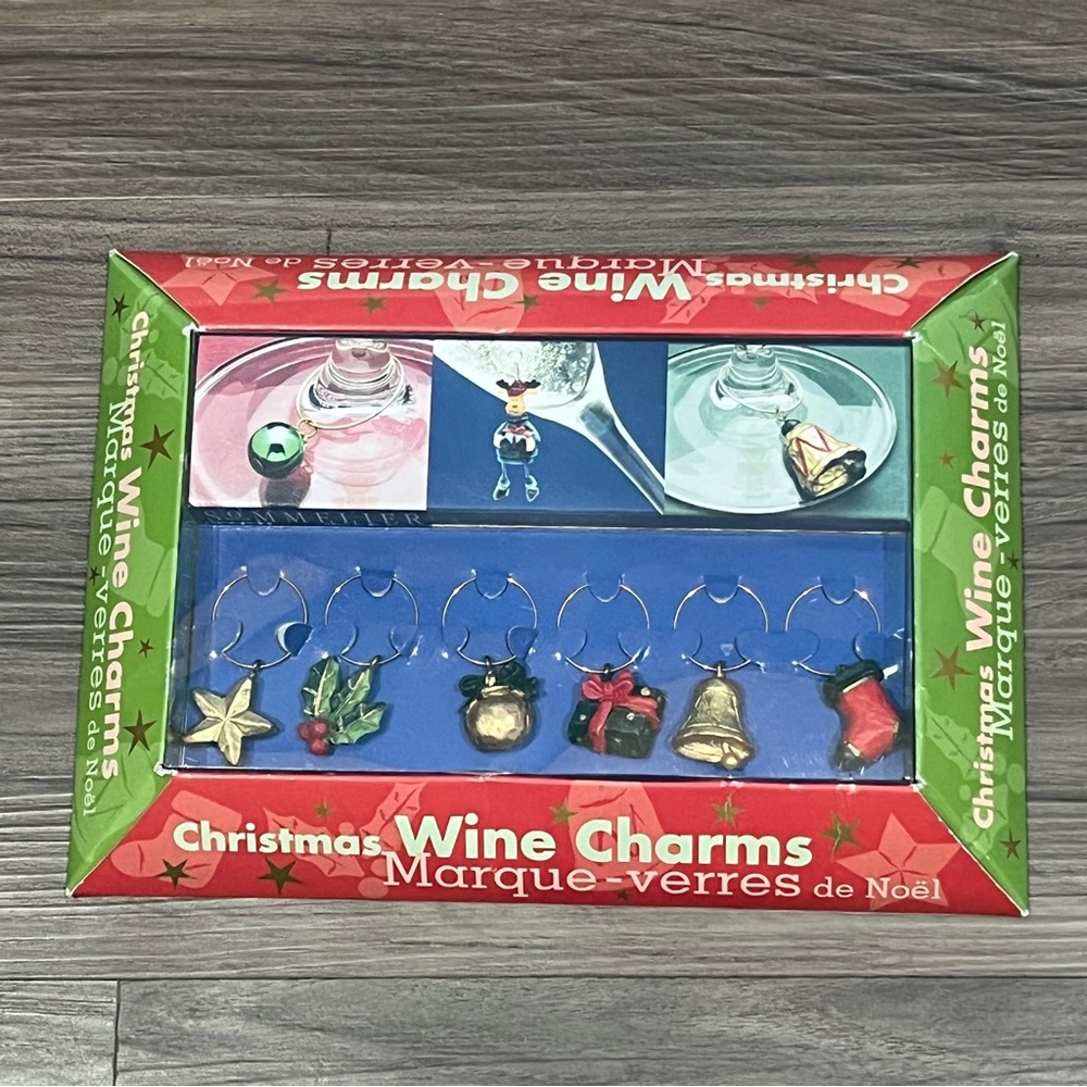 Sealed MSC International Christmas Themed Wine Charms 6 Charms Ornament Star